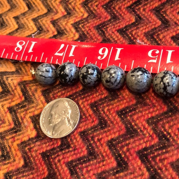 Snowflake obsidian bead necklace w/ Gold- filled post earrings - Picture 6 of 6